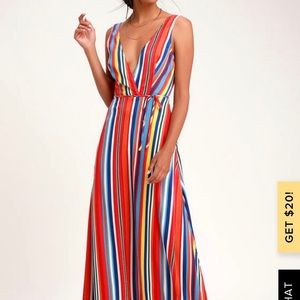 New Lulus striped maxi dress